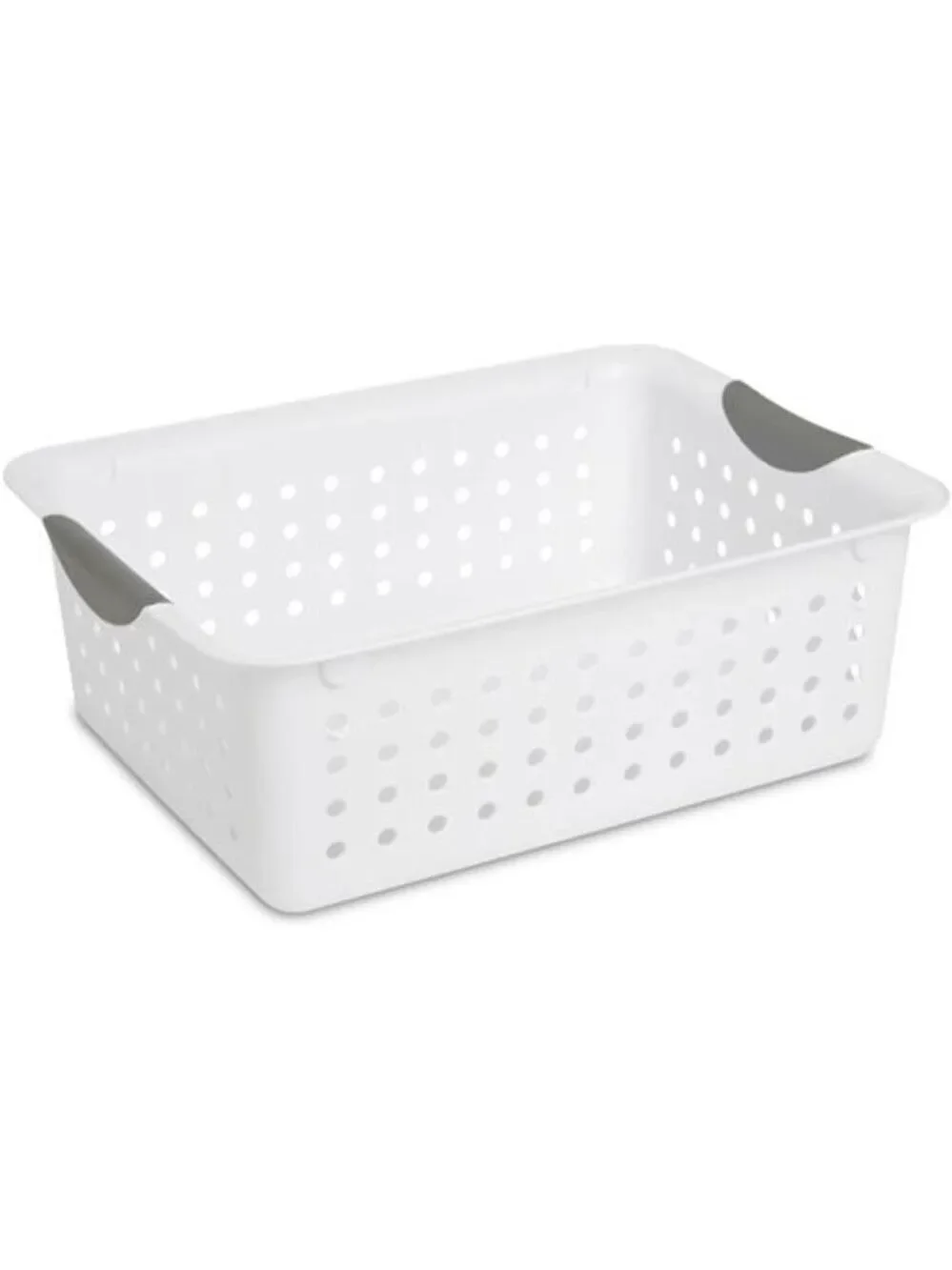 White Plastic Storage Bins Set of 6 Medium Closet Cabinet Countertop Organizer